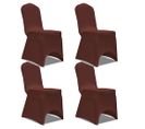 Housse De Chaise Extensible 4 PCs Marron