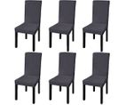 Housse De Chaise Droite Extensible 6 PCs Anthracite