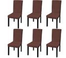 Housse De Chaise Droite Extensible 6 PCs Marron