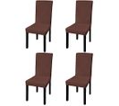 Housse De Chaise Droite Extensible 4 PCs Marron