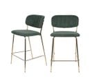 Jolien - Lot De 2 Tabourets De Bar En Tissu Avec Pieds Dorés - Couleur - Vert