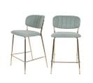 Jolien - Lot De 2 Tabourets De Bar En Tissu Avec Pieds Dorés - Couleur - Vert De Gris