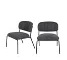 Jolien - 2 Chaises Lounge Pieds Noirs - Couleur - Gris Foncé