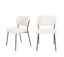 Lot De 2 Chaises En Tissu Bouclette Et Métal Pieds Noirs