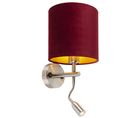 Applique Acier Avec Lampe De Lecture Et Abat-jour Velours 20/20/20 Rouge