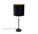 Lampe De Table Noir Avec Abat-jour En Velours Noir Avec Or 25 Cm - Parte