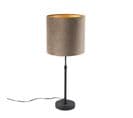 Lampe De Table Noir Avec Abat-jour En Velours Taupe Avec Or 25 Cm - Parte