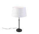 Lampe De Table Noir Avec Abat-jour En Lin Blanc 35 Cm Réglable - Parte