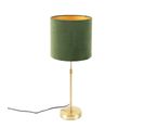 Lampe De Table Or / Laiton Avec Abat-jour Velours Vert 25 Cm - Parte