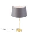 Lampe De Table Or / Laiton Avec Abat-jour Lin Gris 35 Cm - Parte