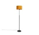 Lampadaire Noir Avec Abat-jour Velours Ocre Jaune Avec Or 35 Cm - Parte