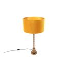 Lampe De Table Art Déco Avec Abat-jour En Velours Jaune 35 Cm - Pisos