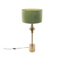 Lampe De Table Art Déco Avec Abat-jour En Velours Vert 35 Cm - Diverso