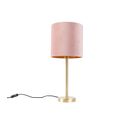 Lampe De Table Romantique En Laiton Avec Abat-jour Rose 25 Cm - Simplo