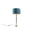 Lampe De Table Art Déco Abat-jour Velours Doré Bleu 35 Cm - Torre