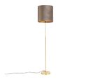 Lampadaire Or / Laiton Avec Abat-jour En Velours Taupe 40/40 Cm - Parte