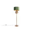 Lampadaire Vintage Doré Avec Abat-jour En Velours Vert - Botanica