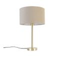 Lampe De Table Classique Laiton Avec Abat-jour Marron Clair 35 Cm - Simplo