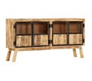 Buffet Marron Et Noir 160x30x80 Cm Bois De Manguier Solide Brut