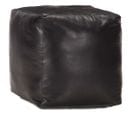 Pouf 40 X 40 X 40 Cm Noir Cuir Véritable De Chèvre