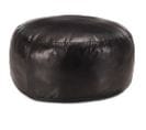 Pouf 60 X 30 Cm Noir Cuir Véritable De Chèvre