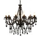 Lustre Avec Perles Noir 12 Ampoules E14