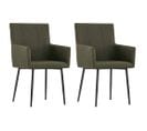 Chaises À Manger Avec Accoudoirs Lot De 2 Marron Tissu