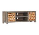 Meuble TV Gris 120 X 30 X 40 Cm Bois Massif De Manguier