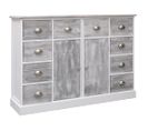 Buffet Avec 10 Tiroirs Gris 113 X 30 X 79 Cm Bois