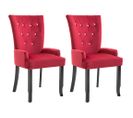 Chaises À Manger Avec Accoudoirs Lot De 2 Rouge Velours