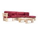 Salon De Jardin Palette 4 PCs Avec Coussins Rouge Bois