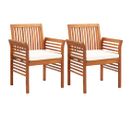 Chaises à Dîner De Jardin Et Coussins 2pcs Bois D'acacia Massif