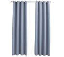 Rideaux Occultants Avec Anneaux En Métal 2 PCs Gris 140x245 Cm