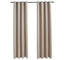 Rideaux Occultants Avec Anneaux En Métal 2 PCs Beige 140x175 Cm