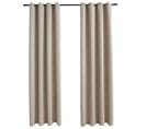 Rideaux Occultants Avec Anneaux En Métal 2 PCs Beige 140x225 Cm