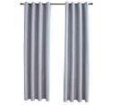 Rideaux Occultants Avec Anneaux En Métal 2 PCs Gris 140x175 Cm