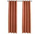 Rideaux Occultants Et Anneaux En Métal 2 PCs Rouille 140x225 Cm