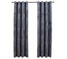 Rideaux Occultants Et Anneaux 2pcs Velours Anthracite 140x245cm