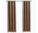 Rideaux Occultants Avec Anneaux 2 PCs Velours Beige 140x245 Cm