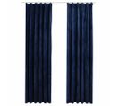 Rideaux Occultants Et Crochet 2pcs Velours Bleu Foncé 140x175cm