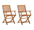 Chaises Pliables D'extérieur 2 Pièces Bois D'acacia Solide