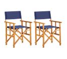 Chaises De Metteur En Scène 2 PCs Bois Massif D'acacia Bleu