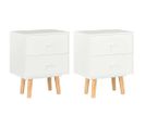 Tables De Chevet 2 PCs Blanc 40 X 30 X 50 Cm Pin Massif