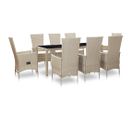 Salon De Jardin Avec Coussins 9 PCs Résine Tressée Beige