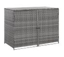 Vidaxl Abri De Poubelle Double Avec Couvercle Résine Tressée Anthracite 148x77x111cm Cache-poubelles