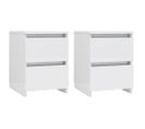 Tables De Chevet 2 PCs Blanc Brillant 30 X 30 X 40 Cm Aggloméré