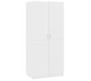 Vidaxl Garde-robe Blanc 80x52x180 Cm Aggloméré Penderie Armoire Meuble De Rangement Chambre