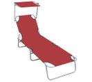 Chaise Longue Pliable Avec Auvent Rouge Aluminium