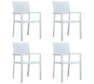 Chaises De Jardin 4 PCs Blanc Plastique Aspect De Rotin