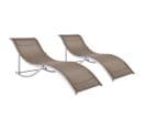 Chaises Longues Pliables 2 PCs Taupe Textilène